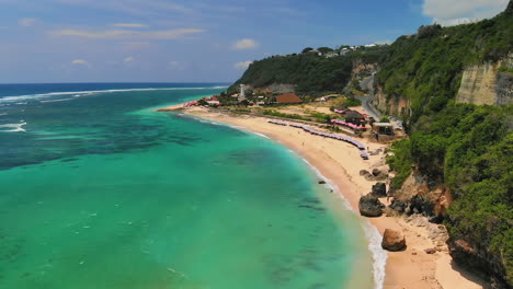 Drone-flying-close-to-the-Pandawa-Beach,-Bali,-Indonesia