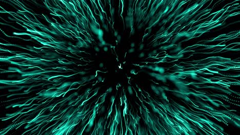 Blue light trails exploding against black background