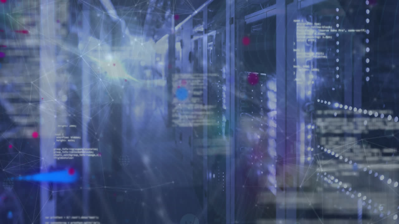 animación del procesamiento de datos en la sala de servidores