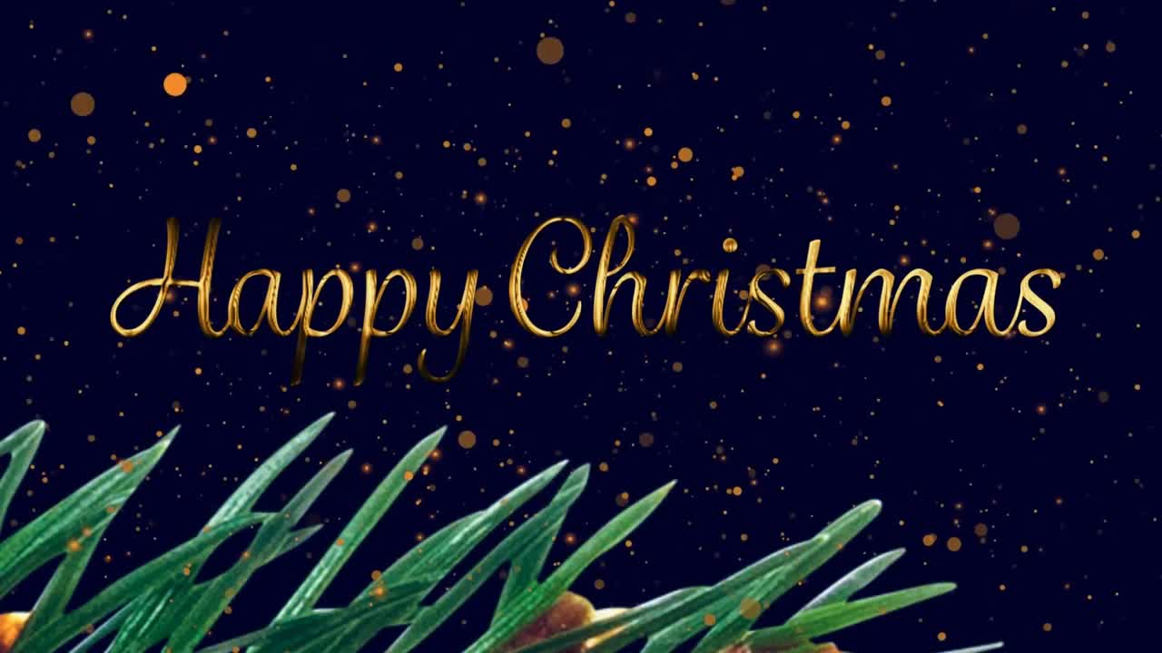 검은 바탕 에 날아다니는 반 ⁇ 이는 반점 위 에 있는 크리스마스 인사 의 애니메이션