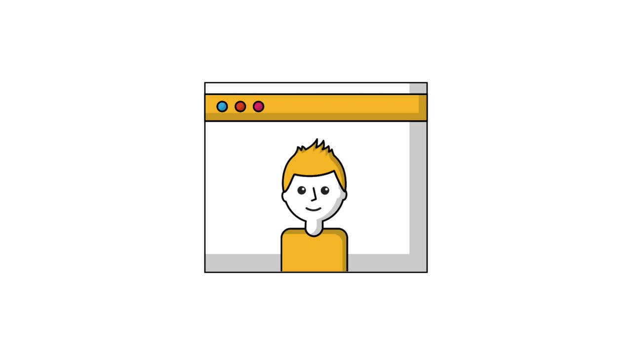 hombre personaje en video del sitio web