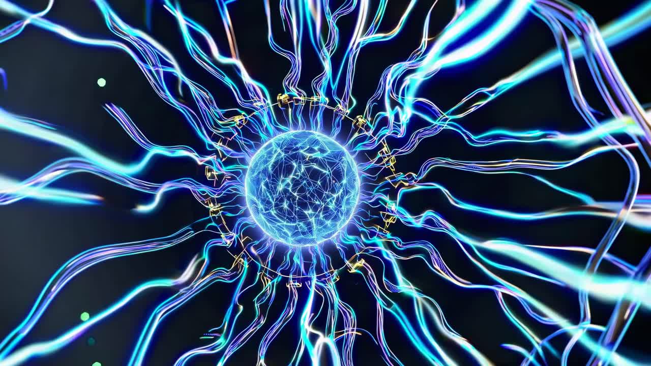 Abstract Glowing Sphere with Energetic Lines