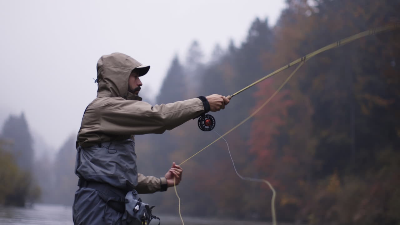 Memancing Fly di Dedaunan Musim Gugur