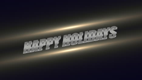 modern and sleek happy holidays text overlay on dark background with shiny lines