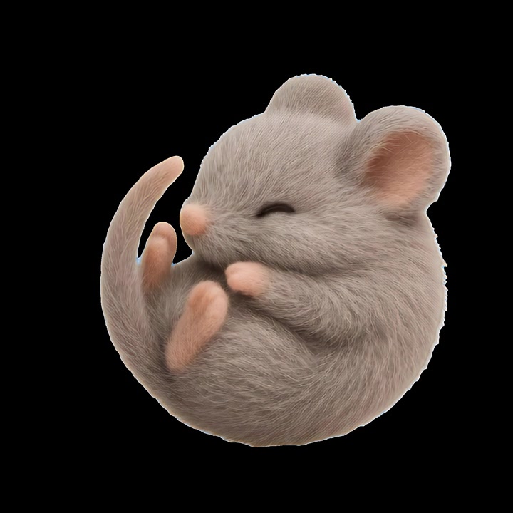 Topo Carino e Morbido che Dorme su Sfondo Nero
