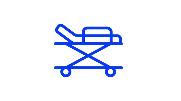Blue Outline Stretcher Icon Animation on White Background