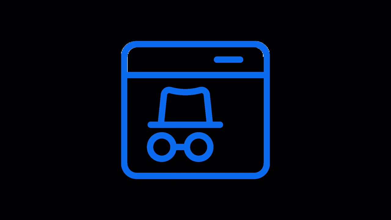 Icono animado azul de modo incógnito en navegador web