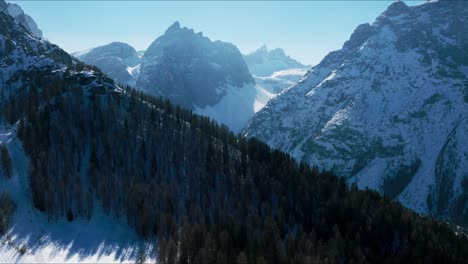 Aerial view of the beautiful Alpine mountains in Italy.