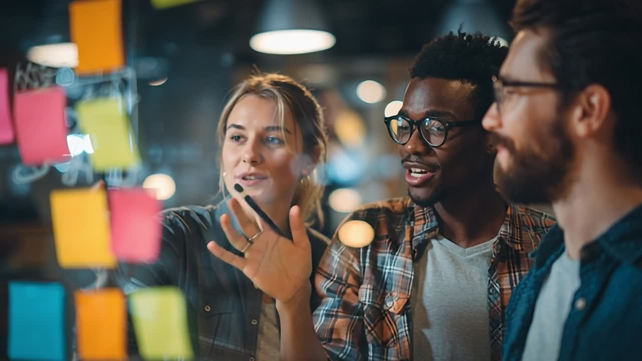 Sessione di brainstorming creativo con un team eterogeneo in un ufficio