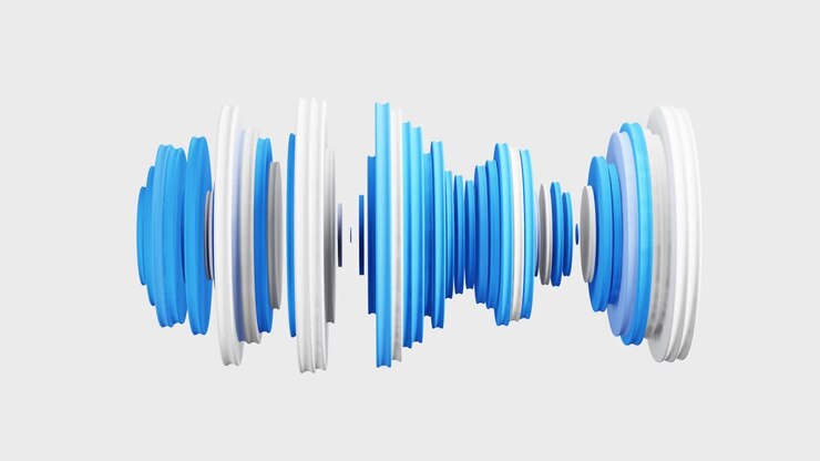 Dynamic Abstract Animation of Blue and White Geometric Shapes