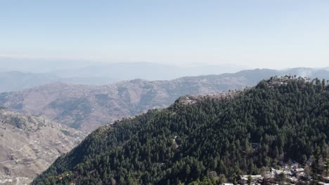 panoramic aerial view showing dense forests and scattered villages near a national park in khyber pakhtunkhwa, pakistan