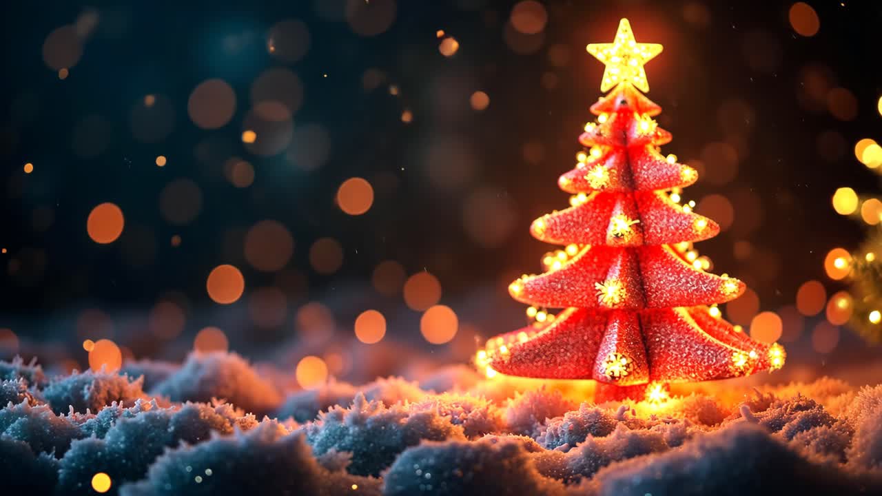 눈 속 에 있는 크리스마스 트리