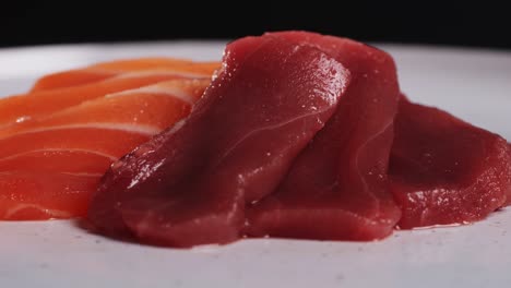 sashimi platter of salmon and tuna