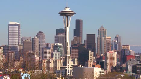 an establishing shot of seattle with the space needle  1