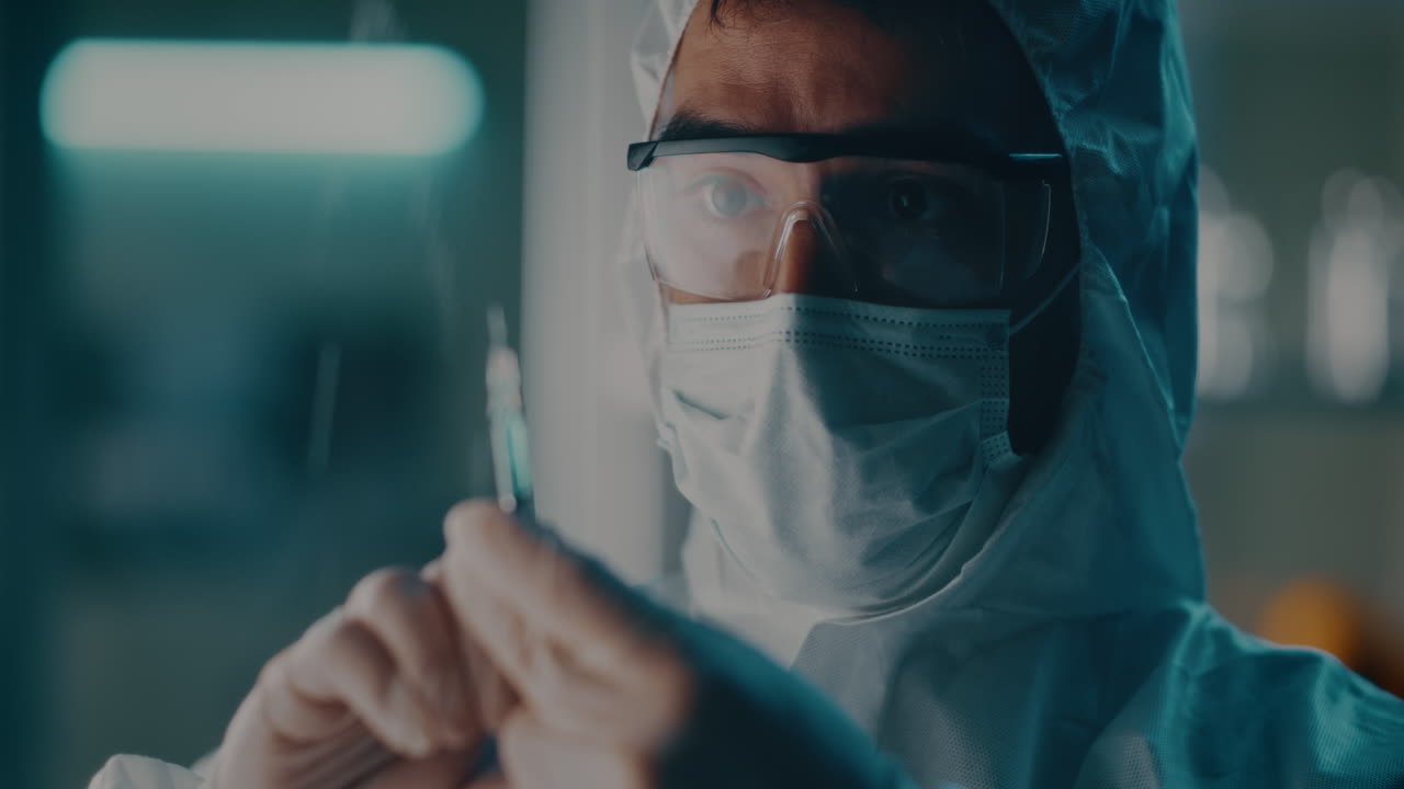 Medical Professional in PPE Holding Syringe