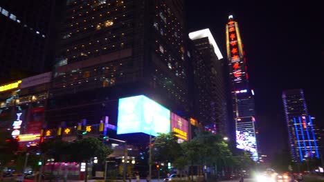 noche iluminada ciudad de shenzen centro del tráfico calle panorama 4k china