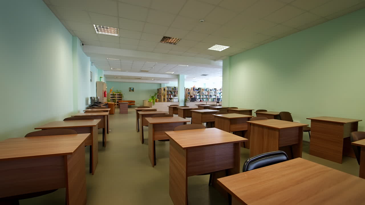 Modern classroom without students. View of auditorium for lectures at university