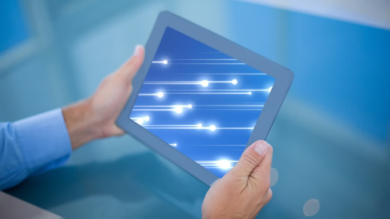 디지털 태블릿을 들고 있는 사업가의 디지털 생성 4k