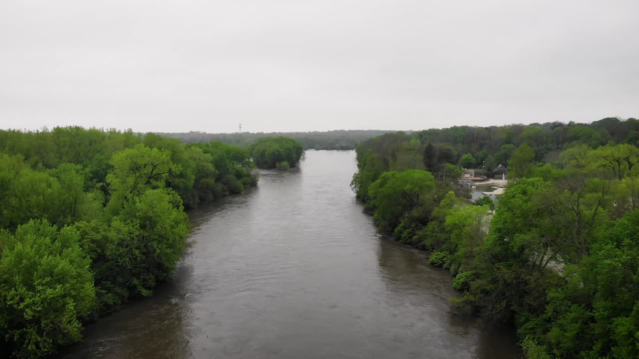 Flying around the ben of a river