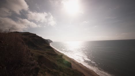 Timelapse-Matutino-En-La-Costa-Jurásica-Cerca-De-Charmouth