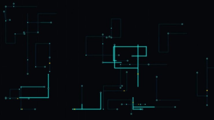 Abstract Digital Network Lines Connecting on Dark Background