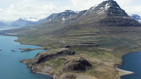 stunning iceland mountains at reyðarfjörður fjord, hólmatindur peak