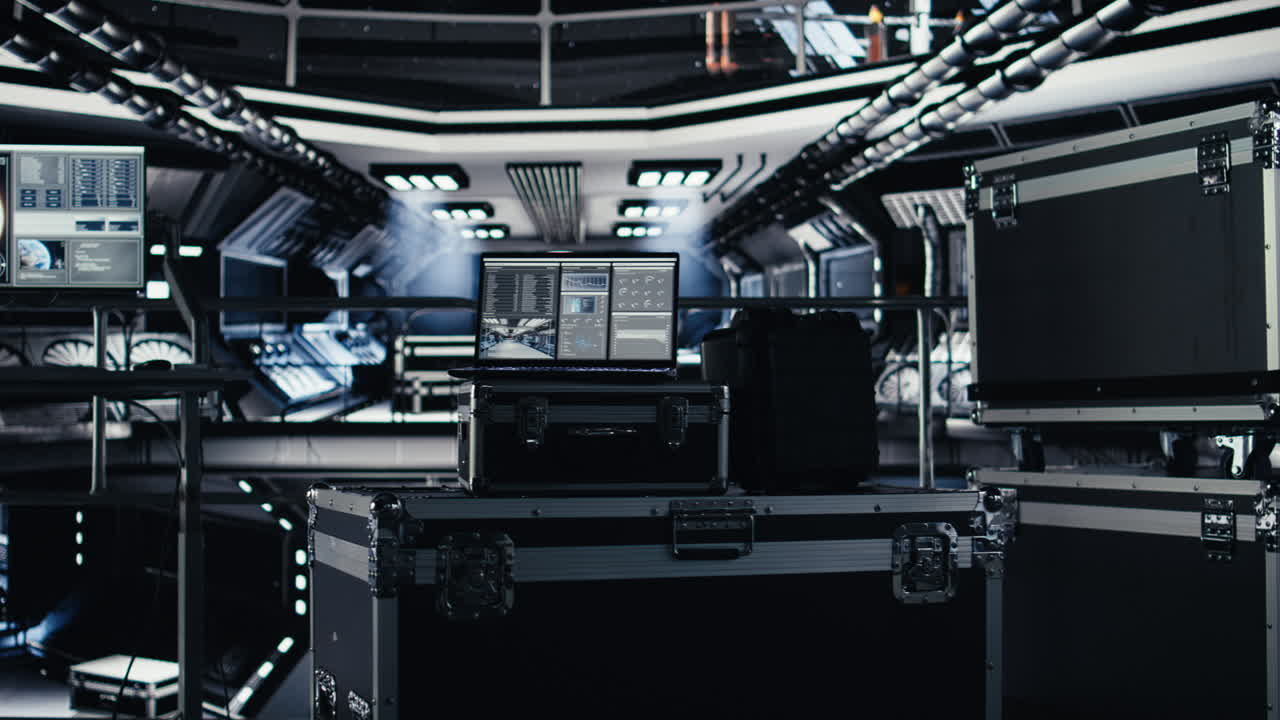 Laptop display in space station showing telemetry software during orbital flight