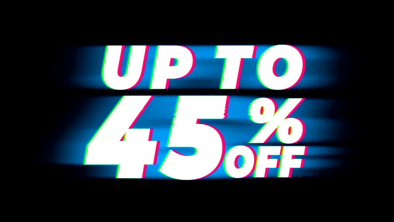 hasta un 45% de descuento en la promoción de efectos de glitch de texto vintage.