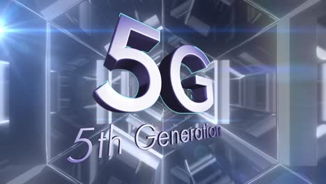 animación de texto 5g y procesamiento de datos por computadora.