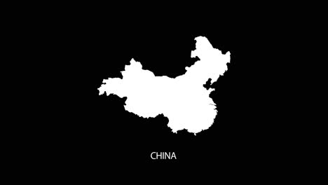 digital revealing and zooming in on china country map alpha video with country name revealing background | china country map and title revealing alpha video for editing template conceptual