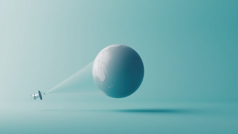 an artificial satellite of cellular communication and gps rotates in orbit around the earth, transmitting a signal. loop video monochrome. 3d render