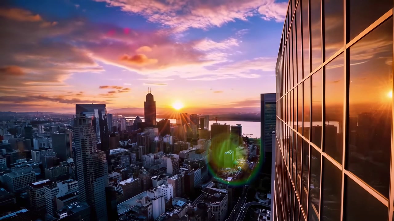 Timelapse do pôr do sol sobre o horizonte de Chicago