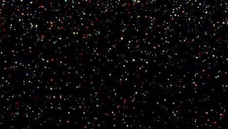 colorful confetti falling in seamless loop. festive bright glitter on black