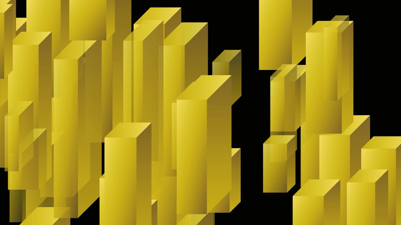 Animación Abstracta de Prismas Rectangulares Dorados Flotantes