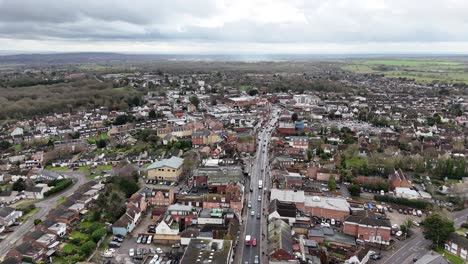 billericay essex ,uk high street high angle panning aerial