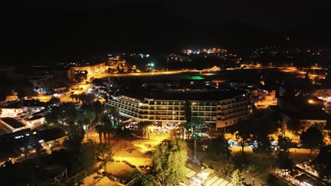 Drone-View-of-Kemer-City-of-Antalya,-Resort-Town-on-Mediterranean-Coast-of-Turkey