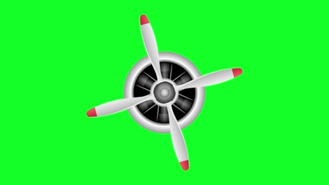 airplane propeller rotating isolated on green background