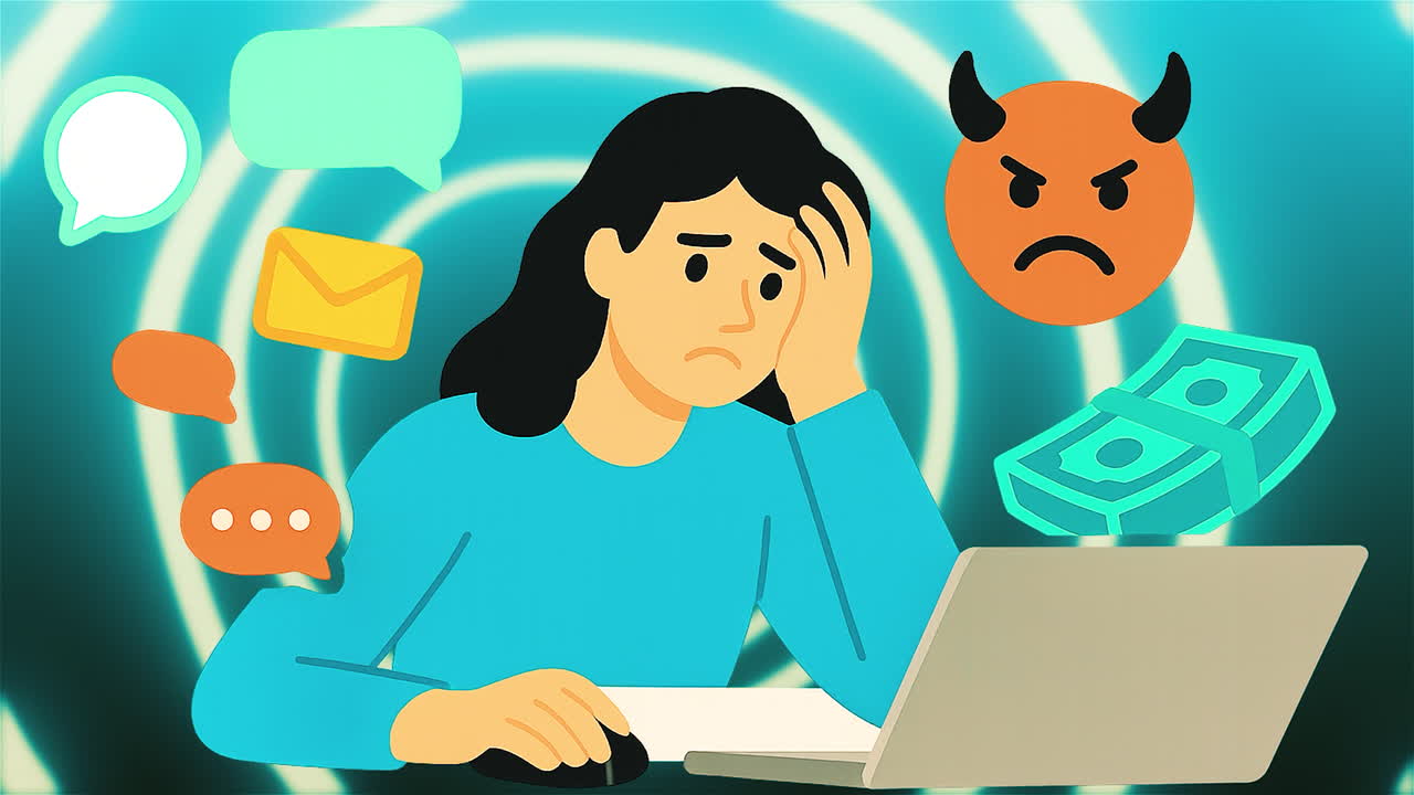 Woman experiencing stress and frustration from work-related issues