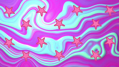 animación de estrellas y fondo líquido de colores en movimiento.