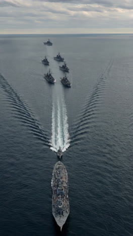 naval vessels in formation at sea