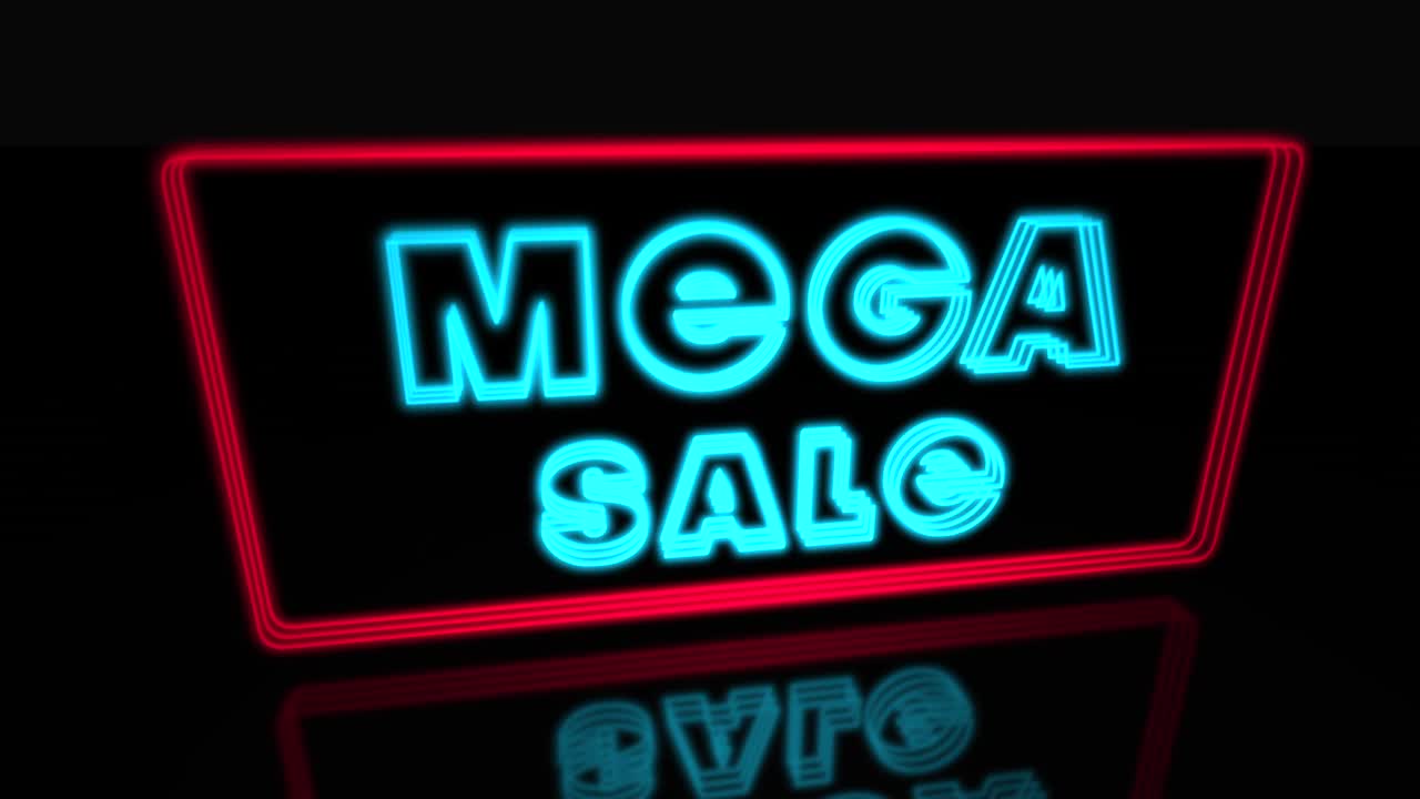 ciber lunes venta de neón señal de texto en bucle 3d animación