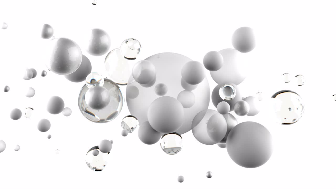 회색 구의 회전하는 클러스터