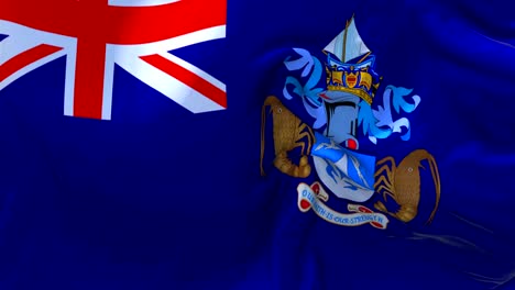 tristan da cunha agitando en el viento animación en cámara lenta. 4k textura de tela realista bandera soplando suavemente en un día de viento fondo de bucle continuo sin costuras.