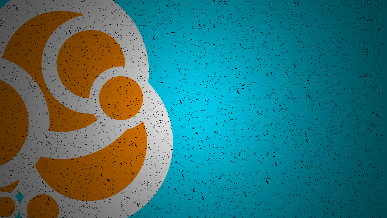 Fun doodle circlular shapes animate on dirty speckled blue background