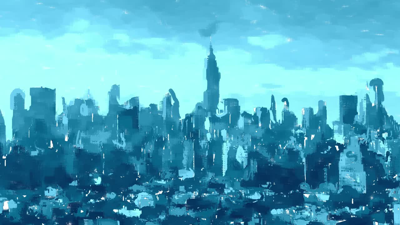 뉴욕시의 상징적인 스카이라인과 고층 빌딩