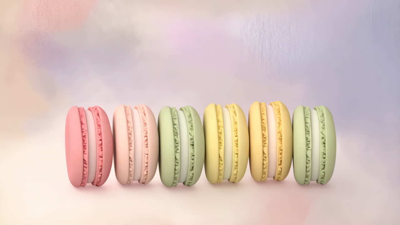 Colorful Pastel Macarons in a Row