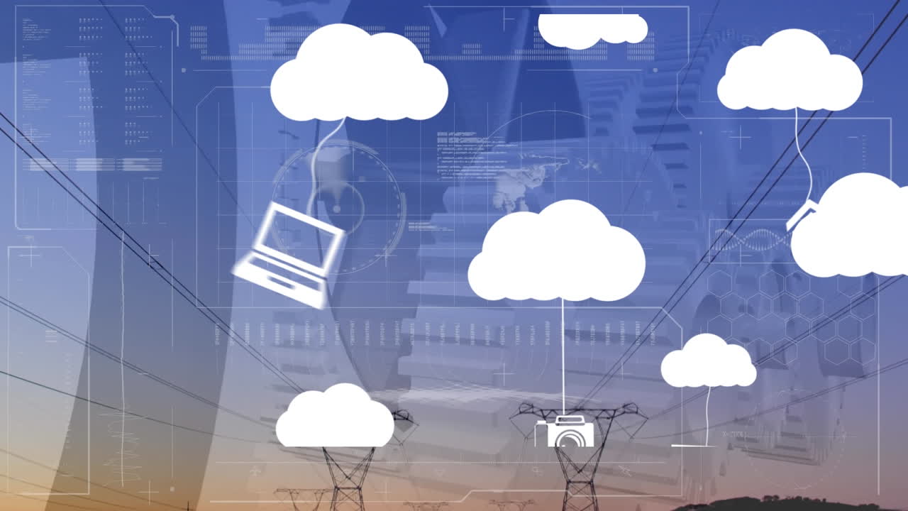 animación de nubes y procesamiento de datos financieros