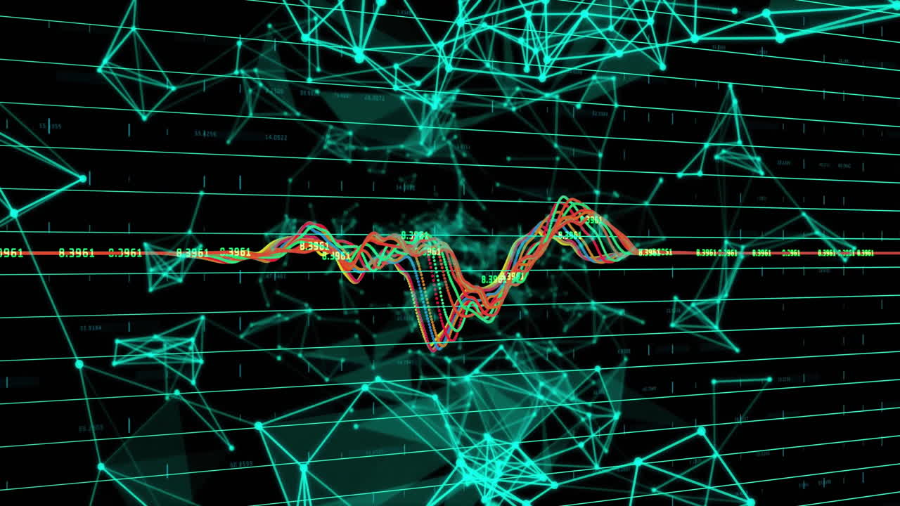 animación de conexiones y procesamiento de datos digitales sobre fondo negro