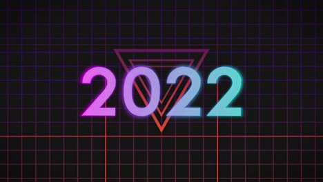 animation of 2022 text over geometrical shapes