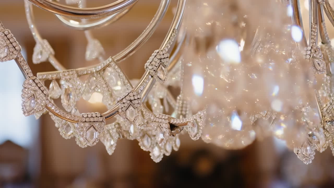 Elegant Crystal Chandelier Close-up